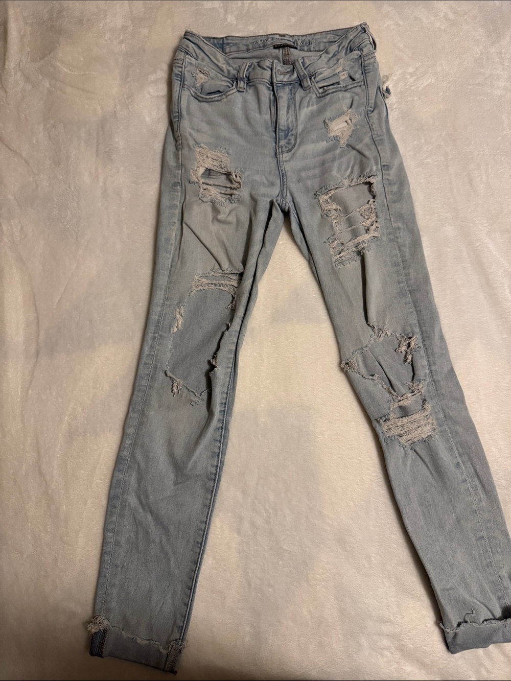 American Eagle Outfitters Light Blue Distressed Women's Jeans
